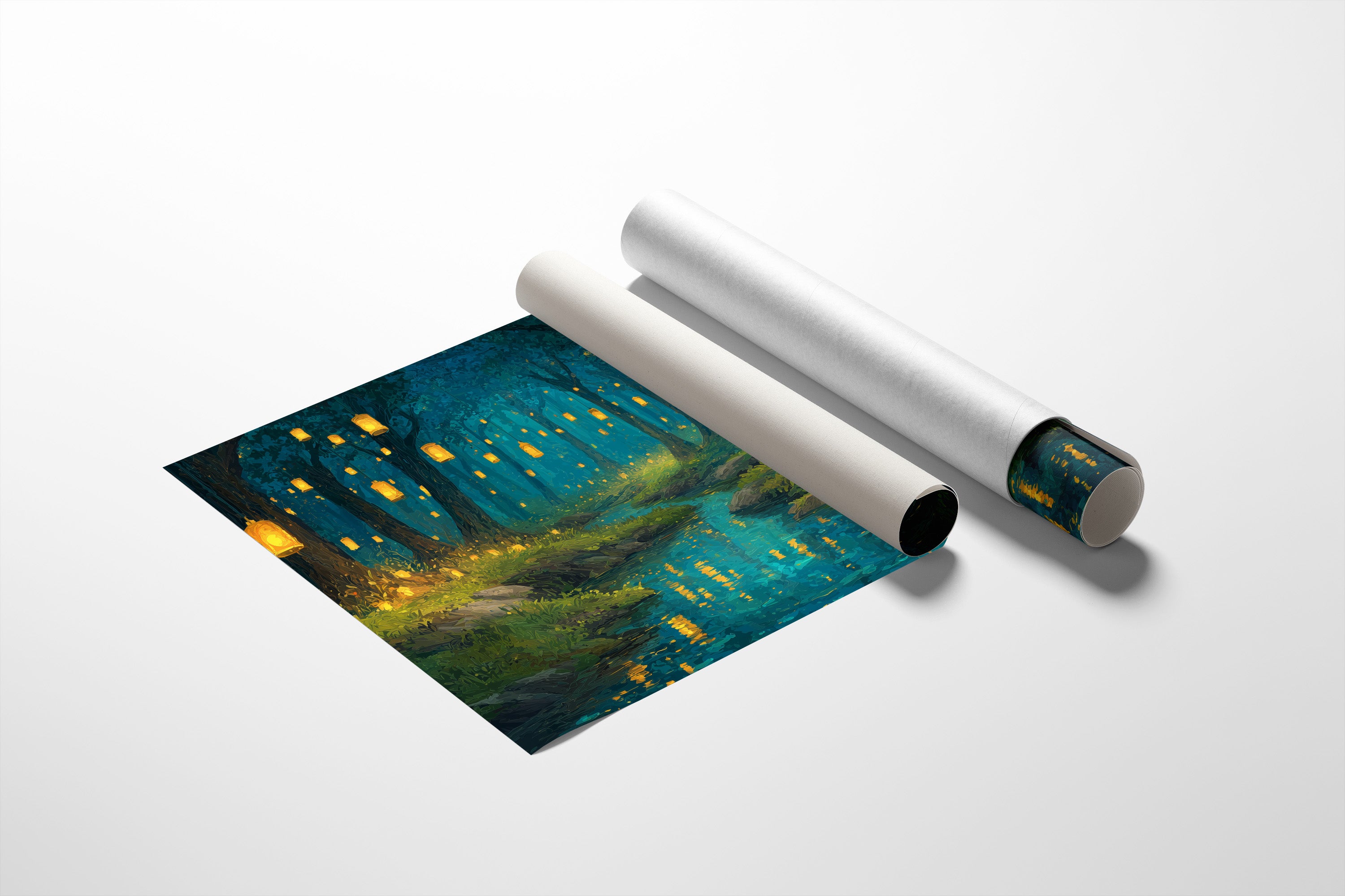 Lanterns Float Through Midnight Forest