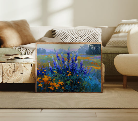 Delphiniums Dance With Golden Poppies