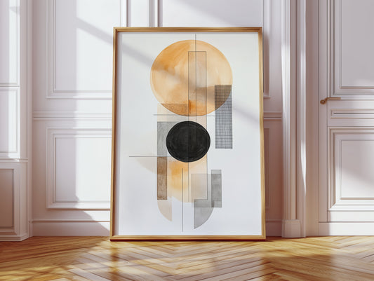 Modern Geometric Abstract Art Print – Minimalist Watercolor Design