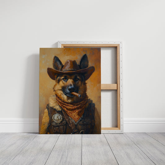 German Shepherd Sheriff in the Saddle