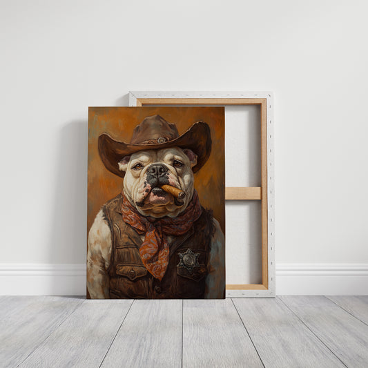 Bulldog Sheriff with a Cigar and Scowl