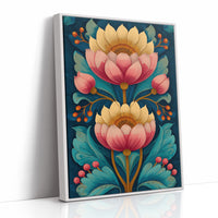 Folk Blooms on Deep Blue