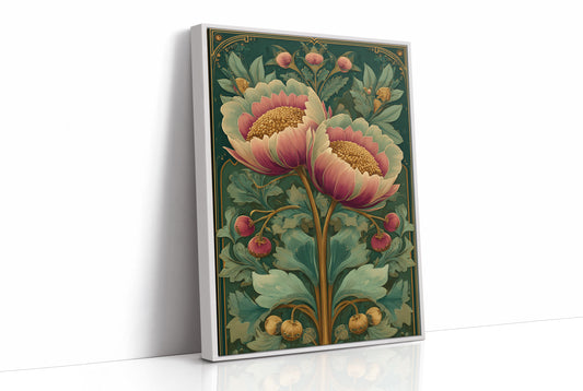 Two Peonies, One Gilded Stem