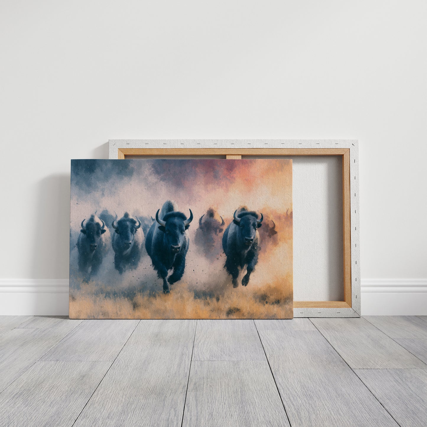 Bison Stampede Through Golden Dust