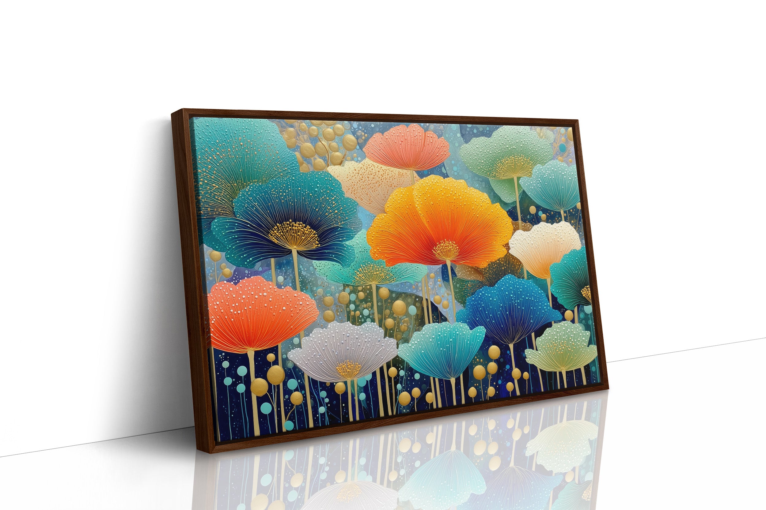 Coral And Turquoise Blooms Glow