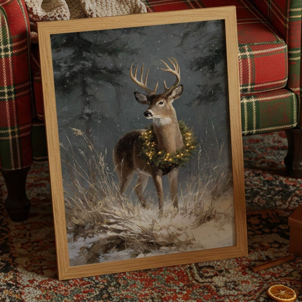 Starlit Stag Wears Winter's Crown