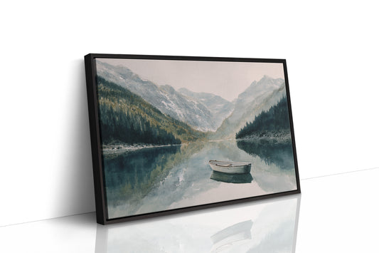 Lone Boat Mirrors Mountain Peace