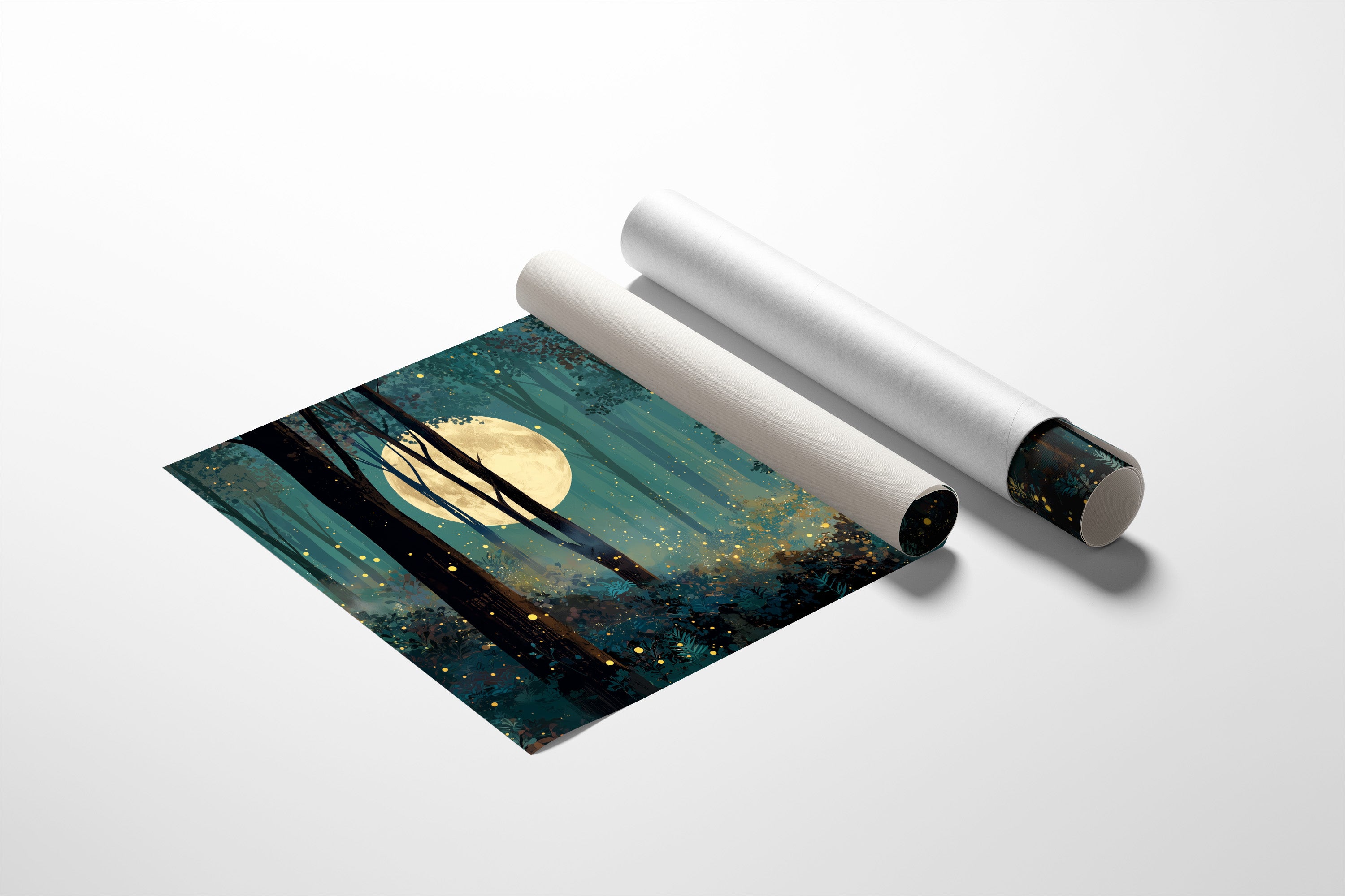 Forest Lights Beneath Lunar Glow