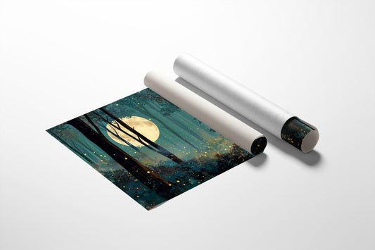 Forest Lights Beneath Lunar Glow