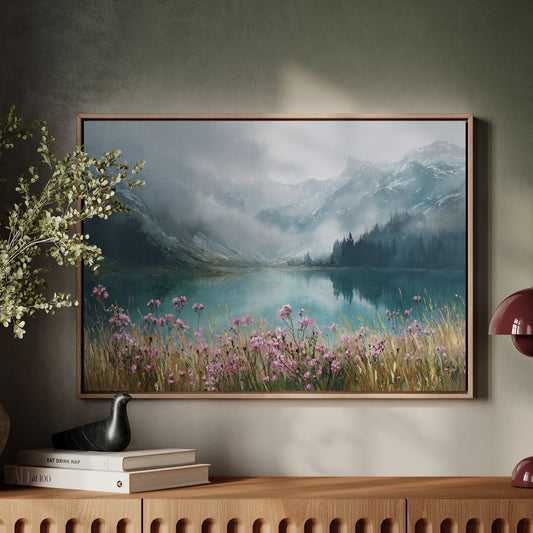 Alpine Wildflowers Meet Misty Waters
