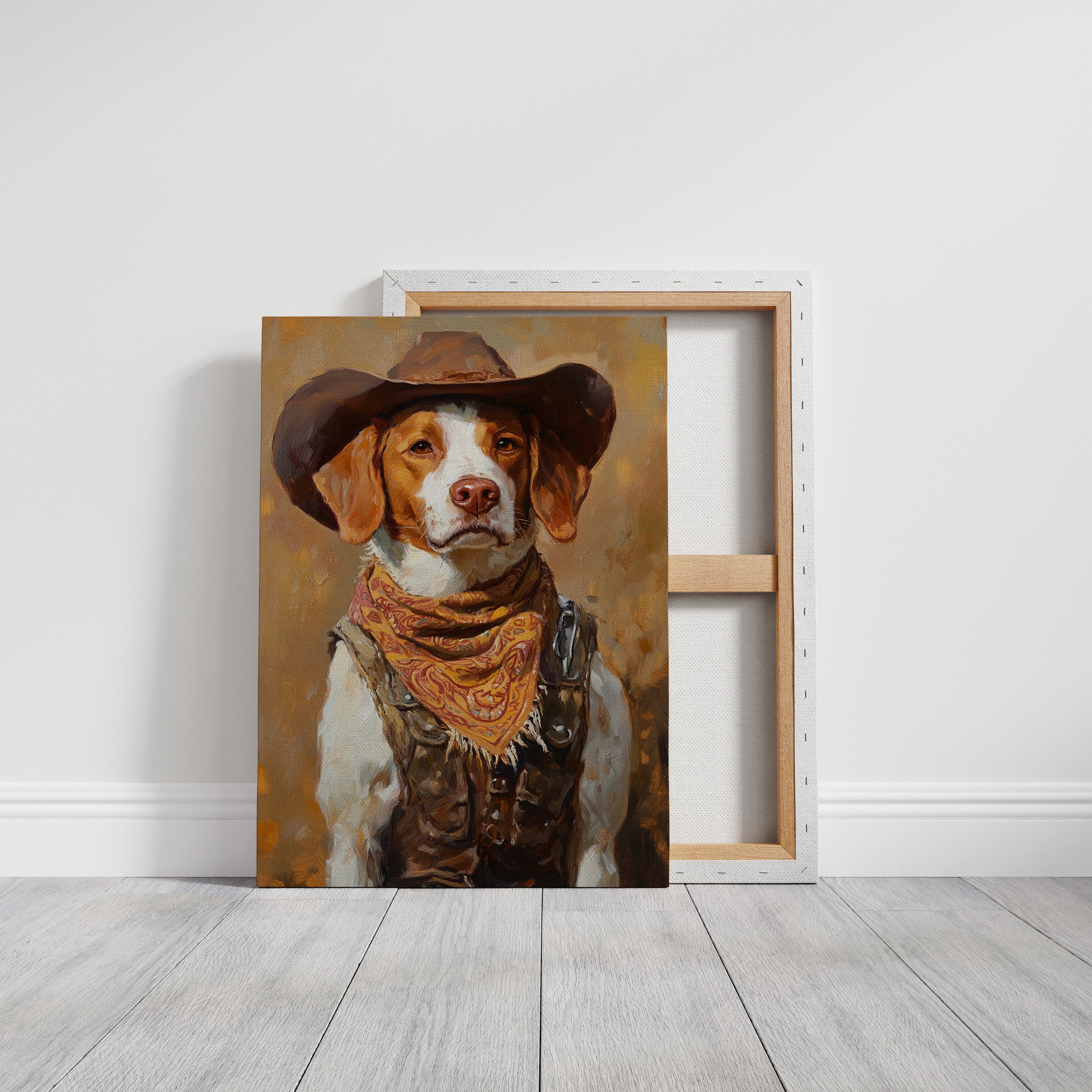 Brittany Spaniel Cowboy in Sunset Bandana