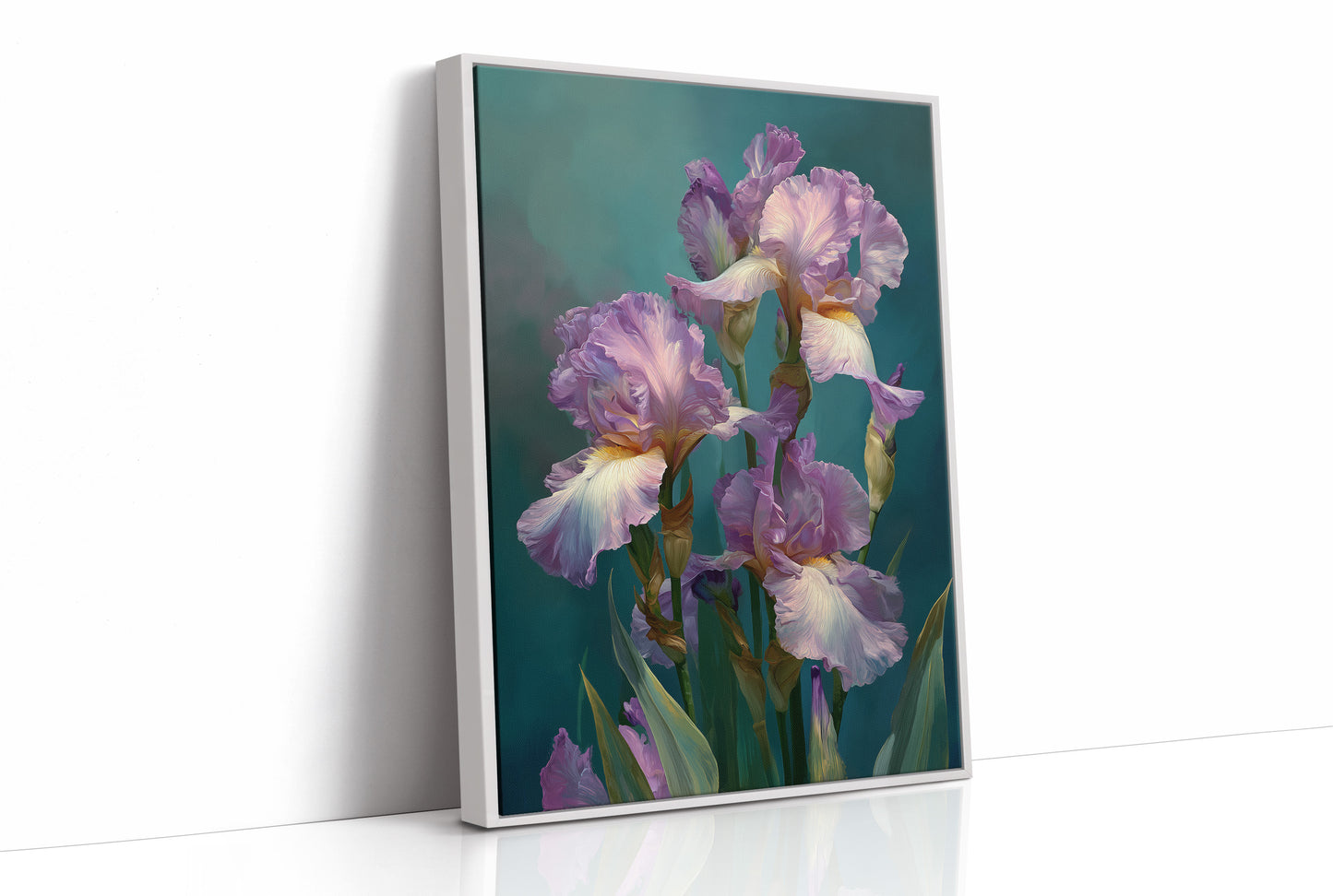 Soft Irises in Teal Light