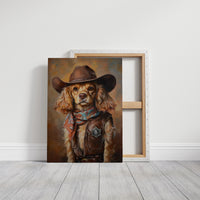 Cocker Spaniel Sheriff in Turquoise and Rust