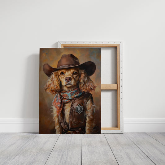 Cocker Spaniel Sheriff in Turquoise and Rust