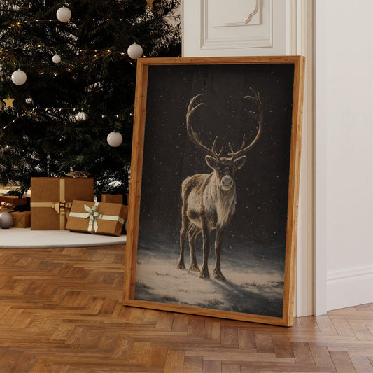 Reindeer Dreams Under Starlit Snow