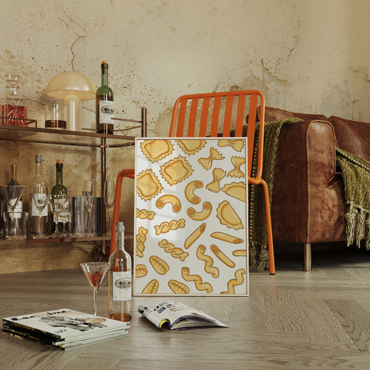 Pasta Shapes Dance In Golden Light