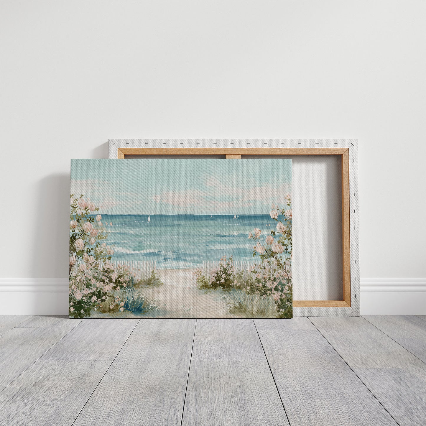 Seaside Roses Frame Distant Sails
