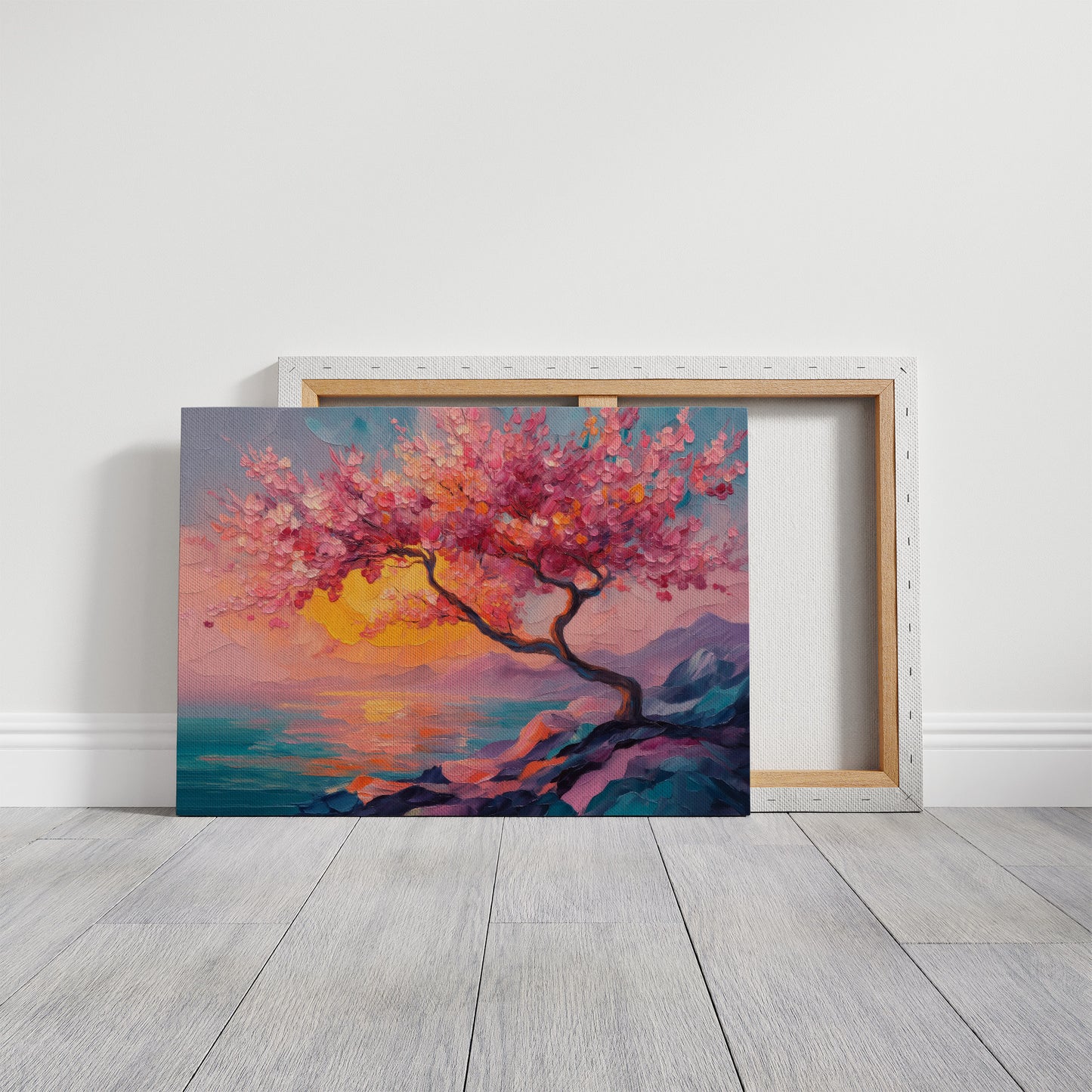 Cherry Blossoms Paint The Ocean Sunset