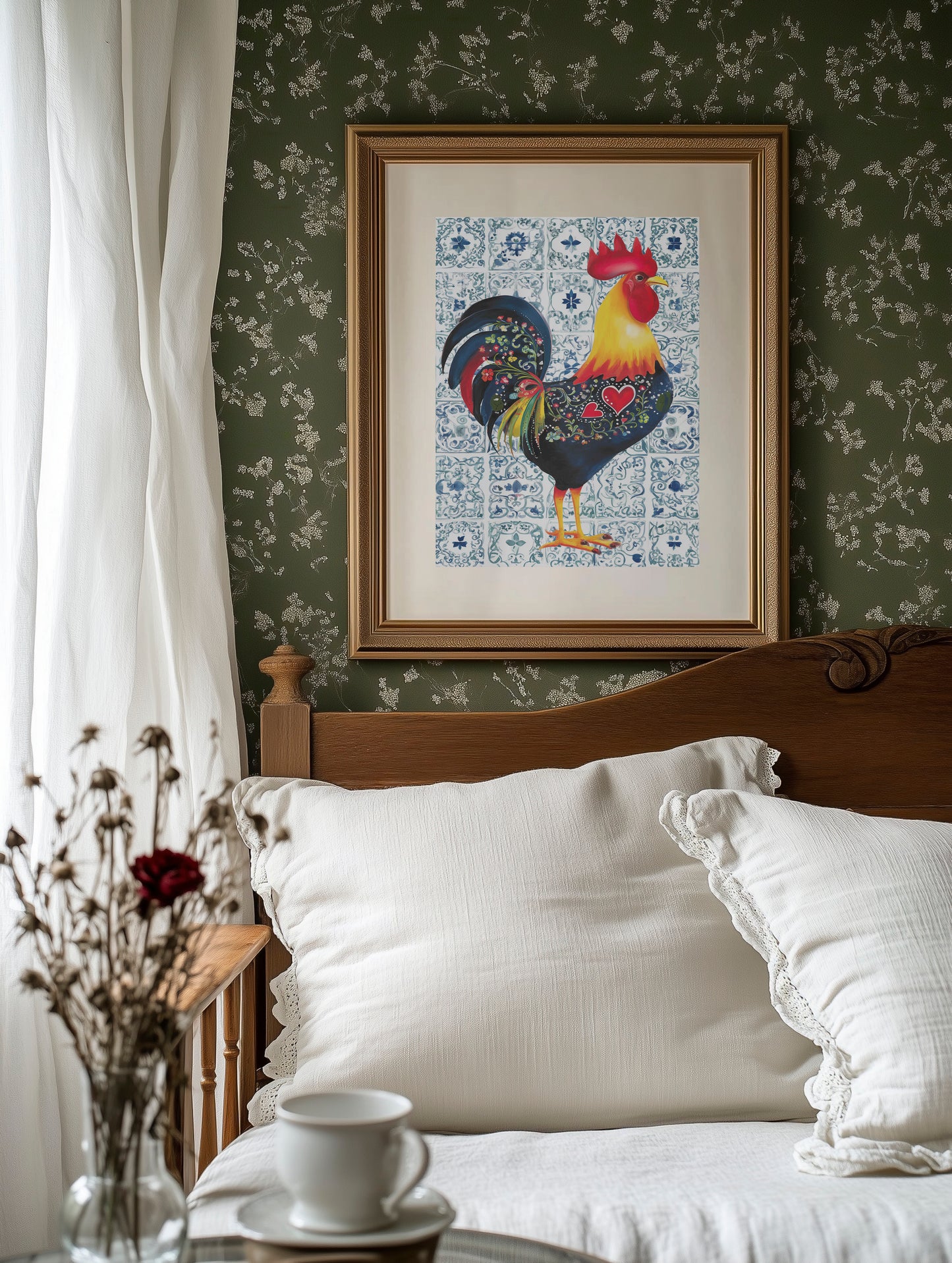 Morning Rooster Meets Portuguese Tiles