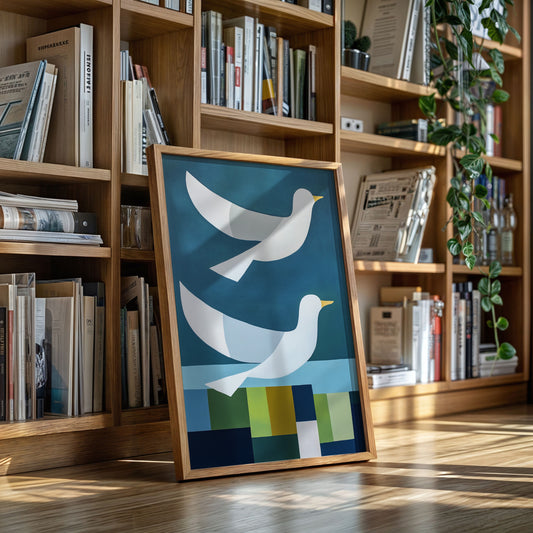 Peace Doves Above Geometric Fields