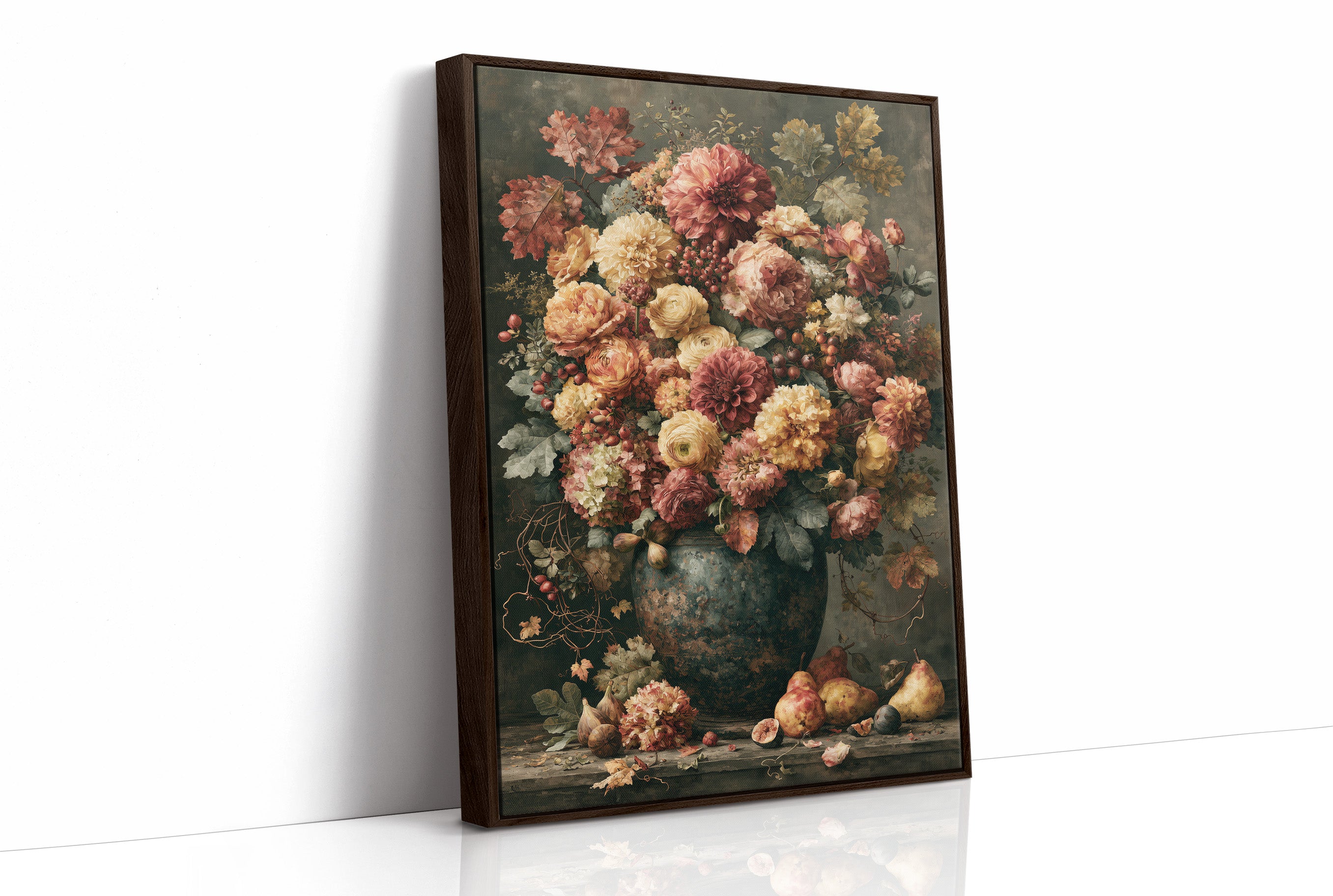 Ripened Figs and Roses: A Verdigris Urn Still Life