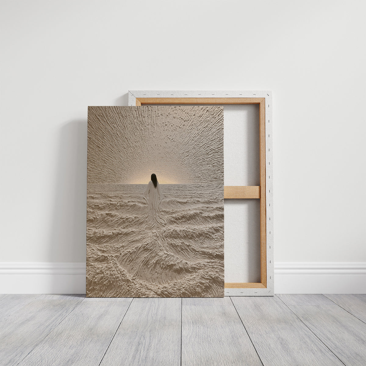 Robed Figure Facing Ocean Horizon