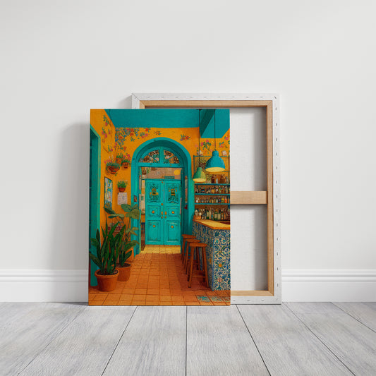 Turquoise Doorway in Sunlit Cantina