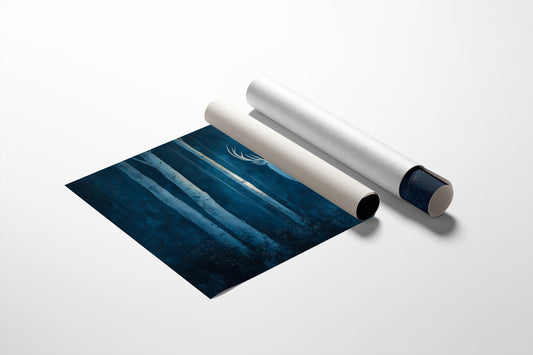 Frost Stag In Midnight Forest