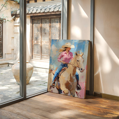 Cowgirl on Horseback – Western Rodeo Wall Art