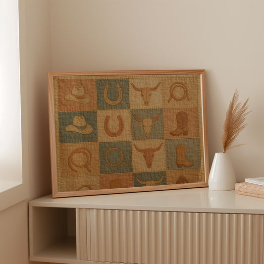 Western Icons Patchwork Quilt Print