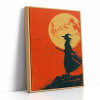 Silhouette Beneath the Amber Moon