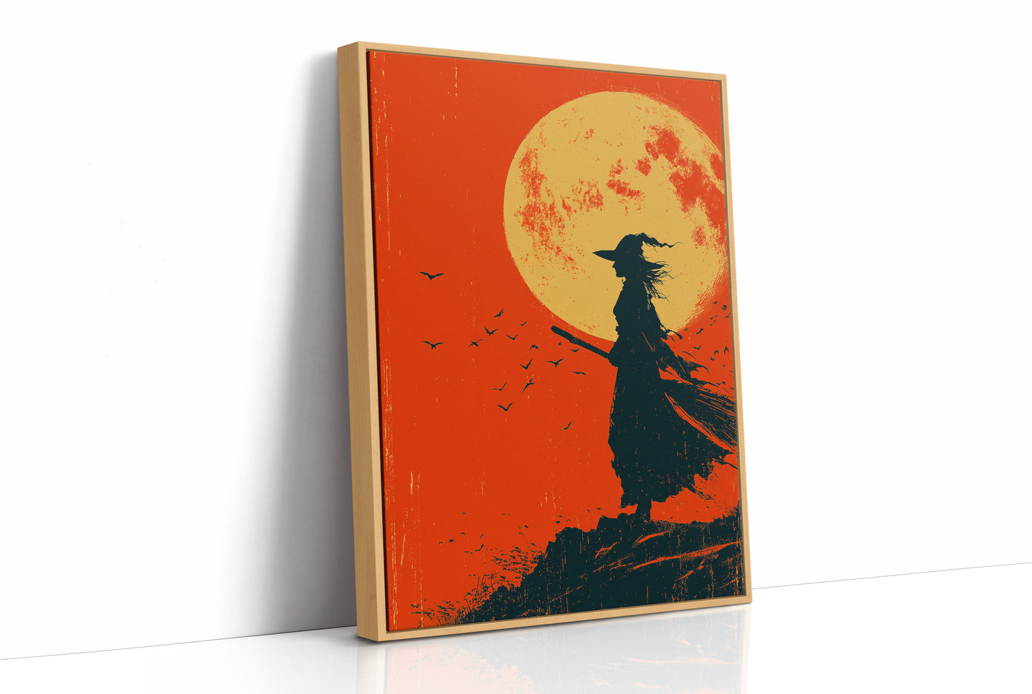 Silhouette Beneath the Amber Moon