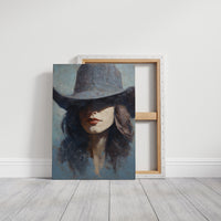 Crimson Lips Under Shadowed Brim
