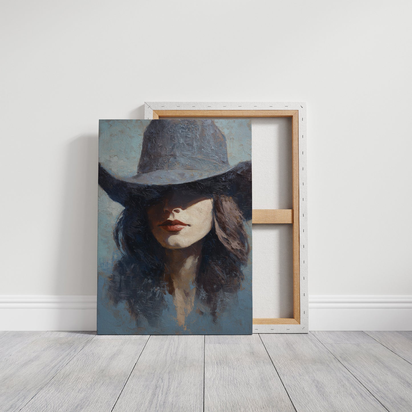 Crimson Lips Under Shadowed Brim