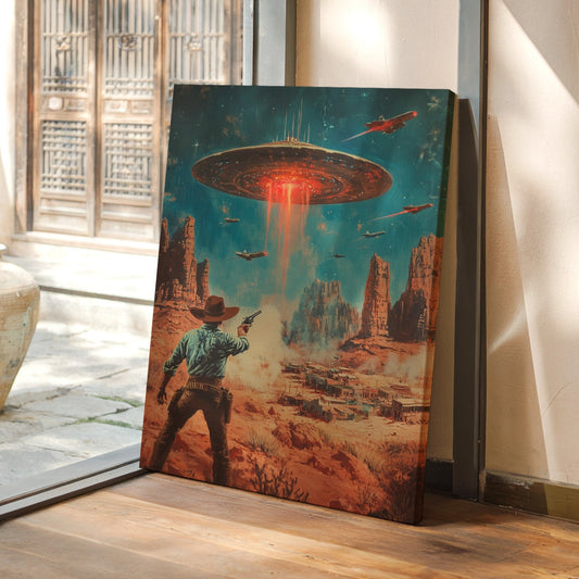 Cowboy vs. UFO – Sci-Fi Western Wall Art