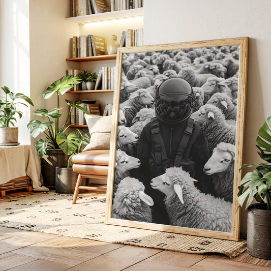 Astronaut Among the Sheep