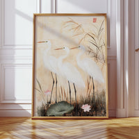 Japanese Egret Wall Art – Elegant Traditional Asian Nature Print