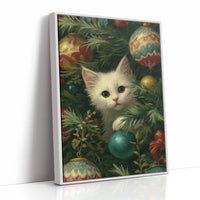 Curious Whiskers Among Festive Boughs