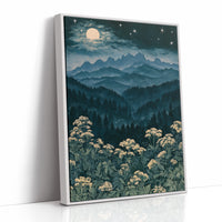 Moonlit Mountains Meet Wildflowers