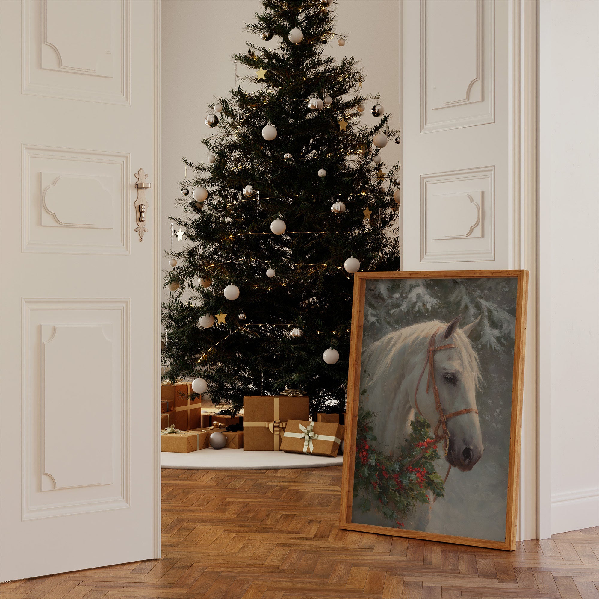 Winter's Grace Adorns Noble Steed