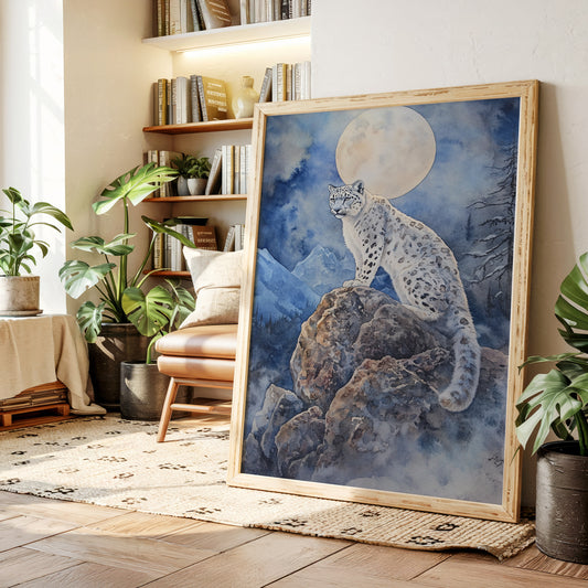 Moonlit Watch of the Snow Leopard