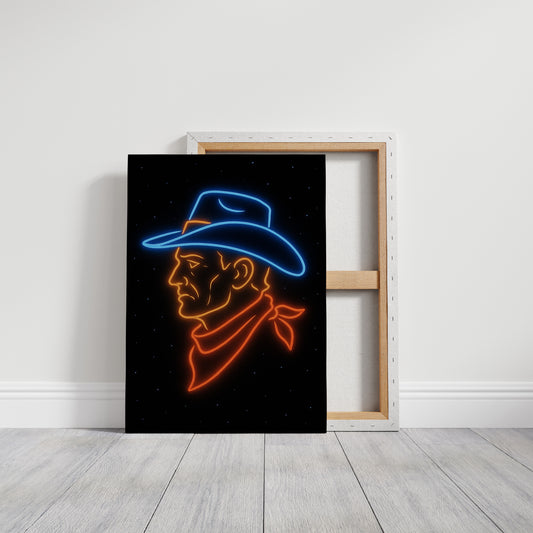 Neon Cowboy in the Starry Night
