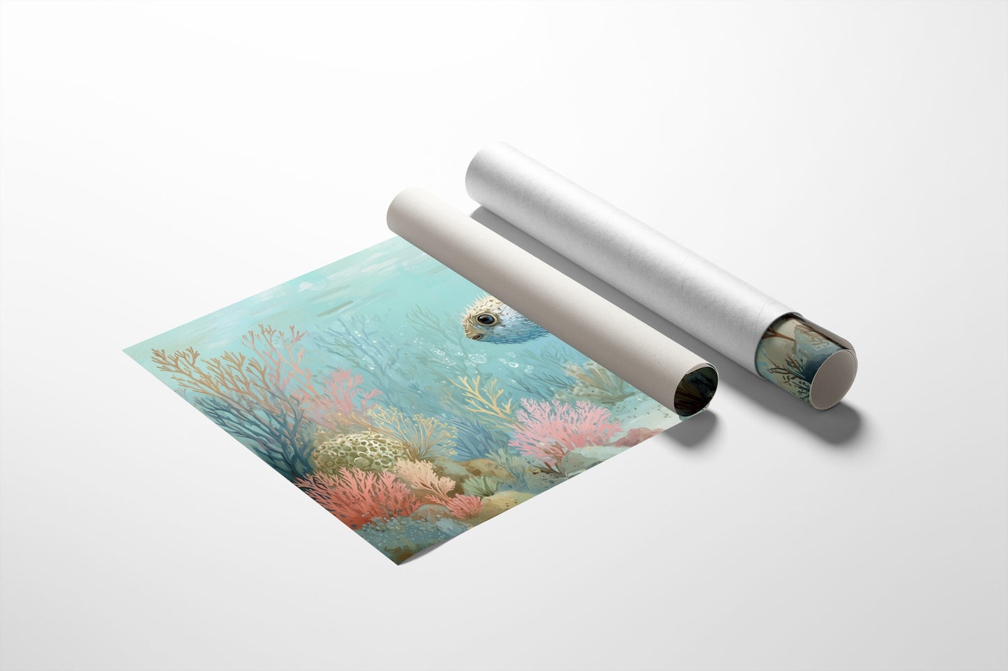 Pufferfish Drifts Through Coral Symphony