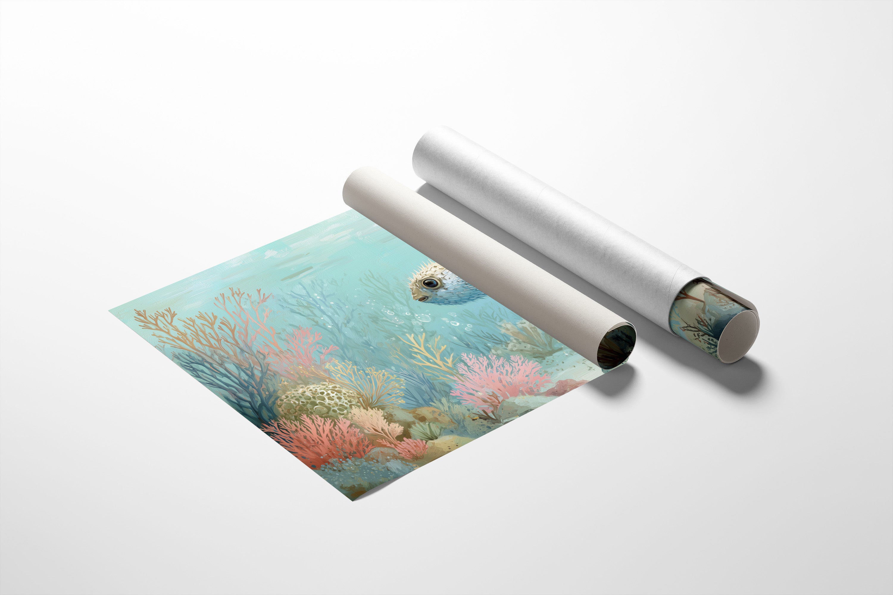 Pufferfish Drifts Through Coral Symphony