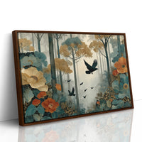 Ravens Soar Through Floral Forest