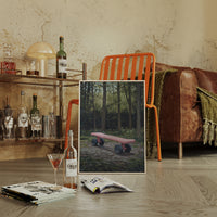 Pink Bench Waits In Forest Shade