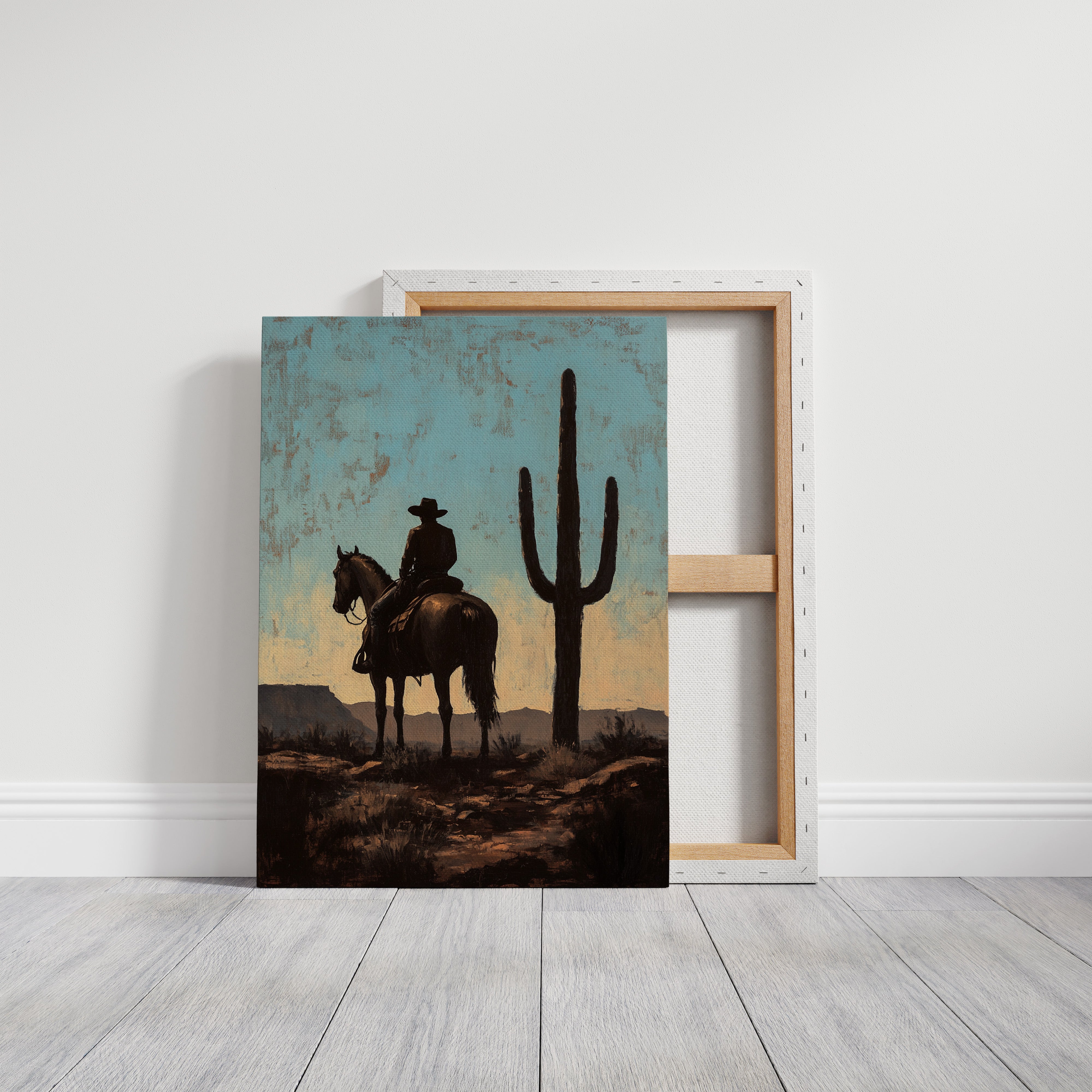 Rider and Saguaro at Dusk