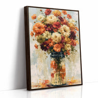 Zinnias in Glass, Sunlit Bunch