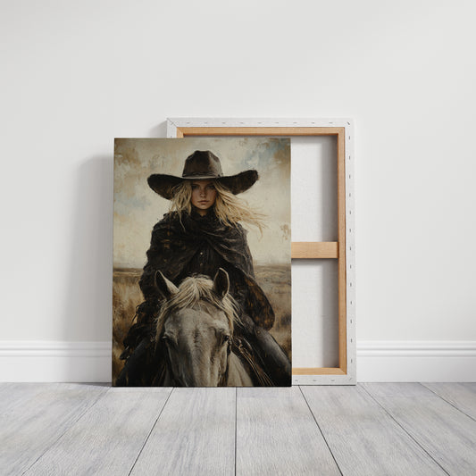 Rider in Black on White Horse