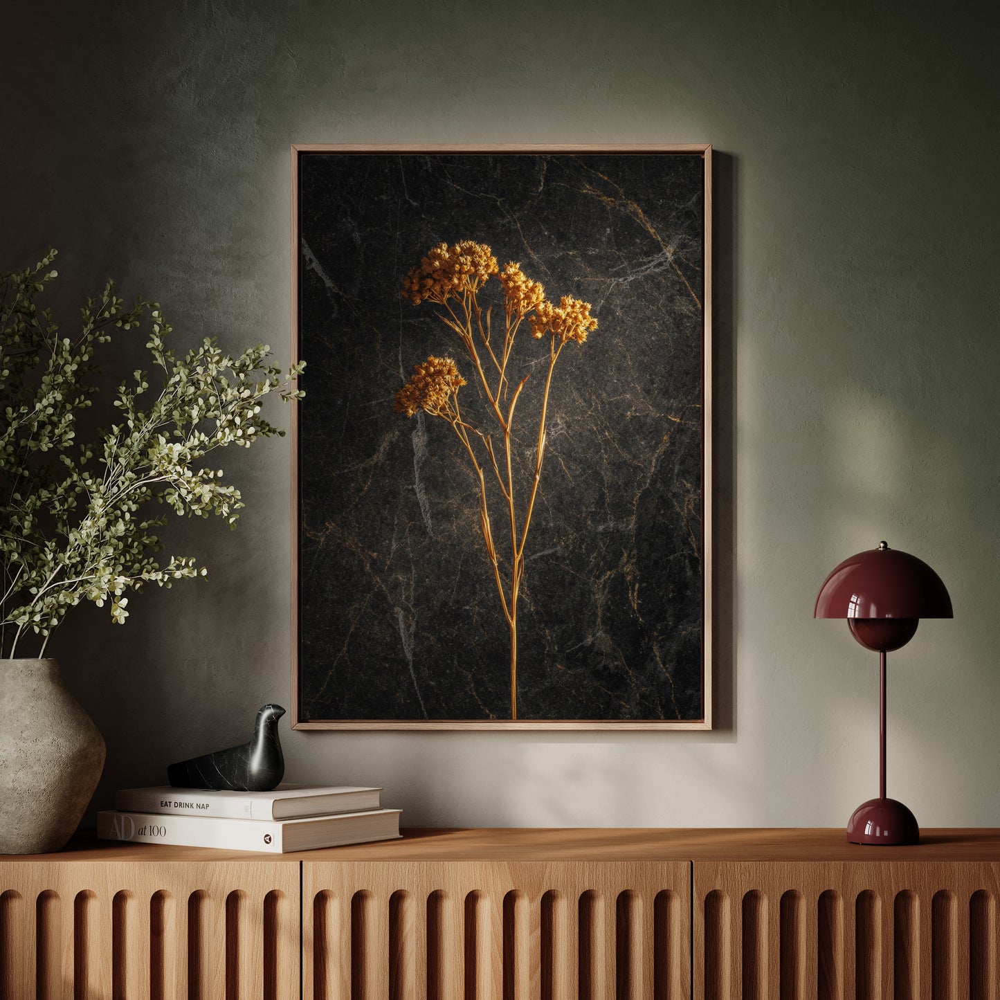 Golden Blooms Against Timeless Stone